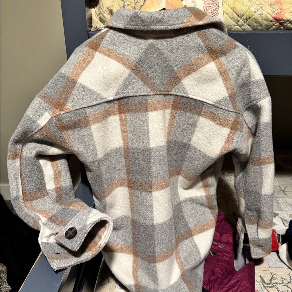 Boheme Plaid Utility Jacket in Gray and Tan